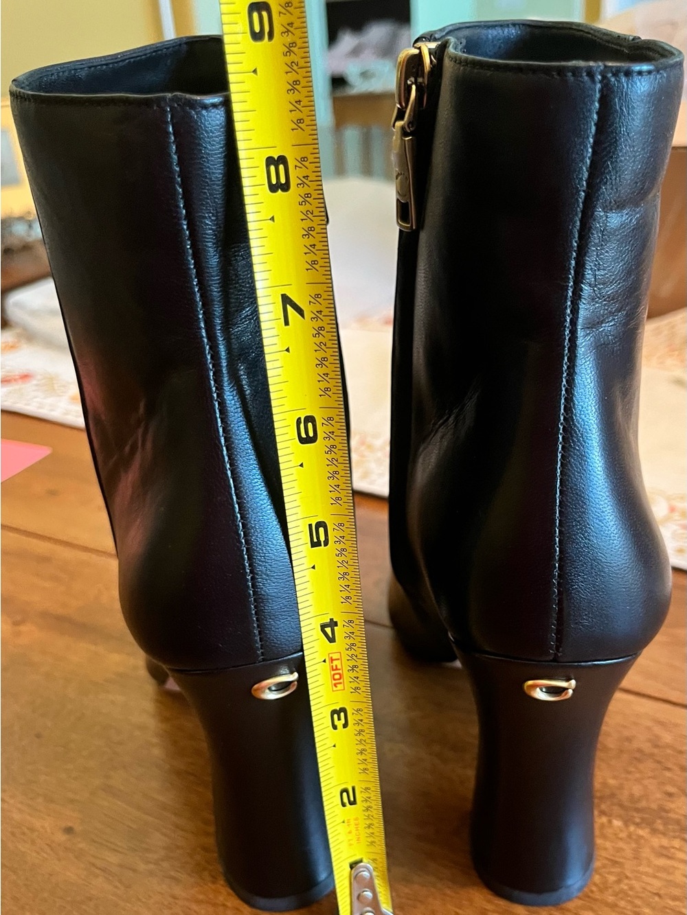 Coach Black Pointed-Toe Leather Heeled Ankle Boots - Picture 13 of 13